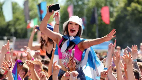 Getty Fans partying at the TRNSMT festival on Glasgow Green